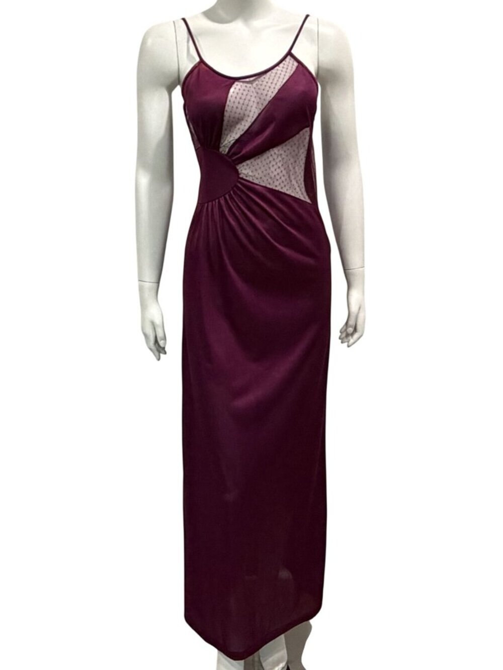 Queens Way to Fashion Satin Maxi Slip Dress Nightgown Size 10 Mesh Cut Outs